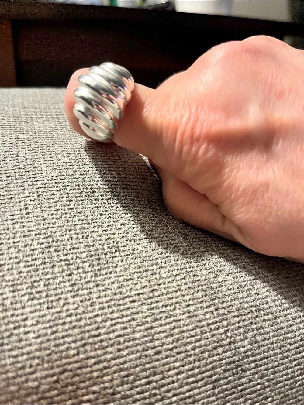 Ridged Band Ring in Silver Like New
